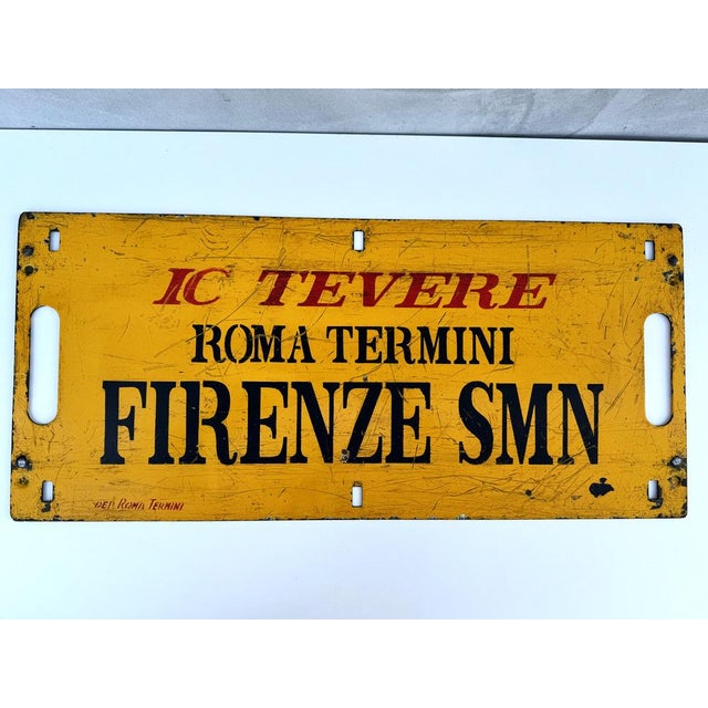 Vintage Italian Double-Sided Metal Train Route Sign: Roma Termini to Firenze SMN, 1970s For Sale - Image 12 of 17