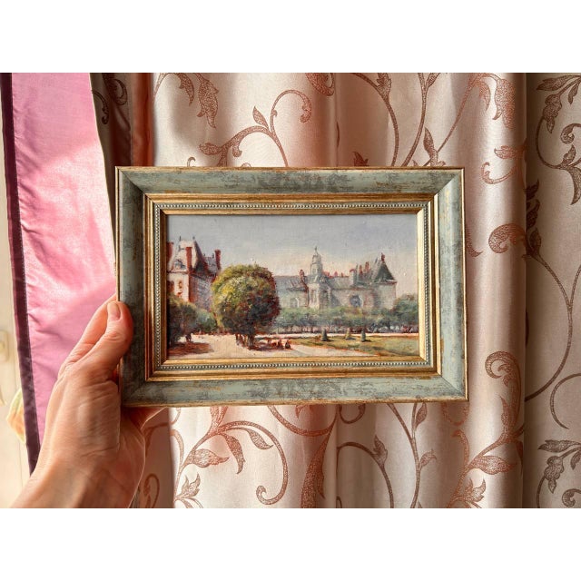 Blue Framed Original Painting Fontainebleau Palace Landscape by Valeriya S. For Sale - Image 8 of 12