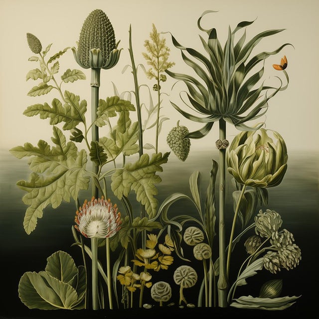 Contemporary Dark Green Antique Botanical Garden Study No. 4 - Natural History Fine Art Print For Sale - Image 3 of 3