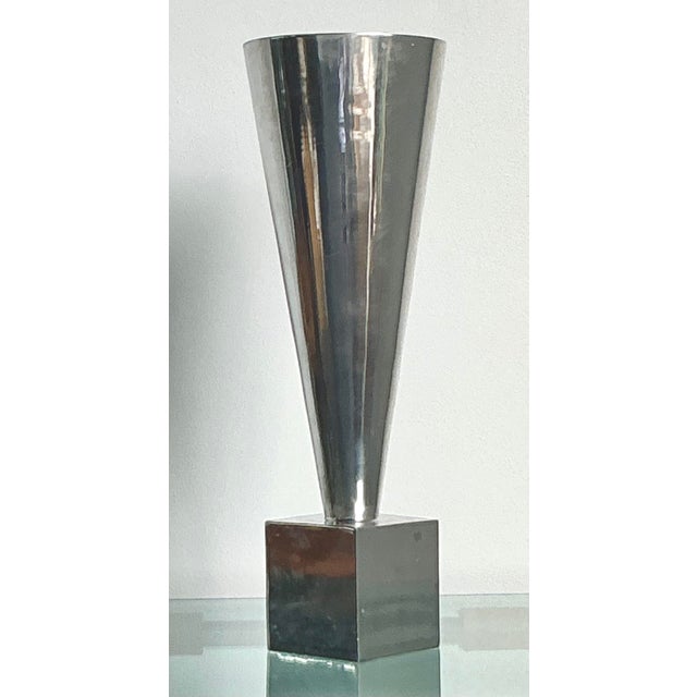 Mid-Century Modern Vintage Monumental Az Cast Aluminum Cone Vase For Sale - Image 3 of 11