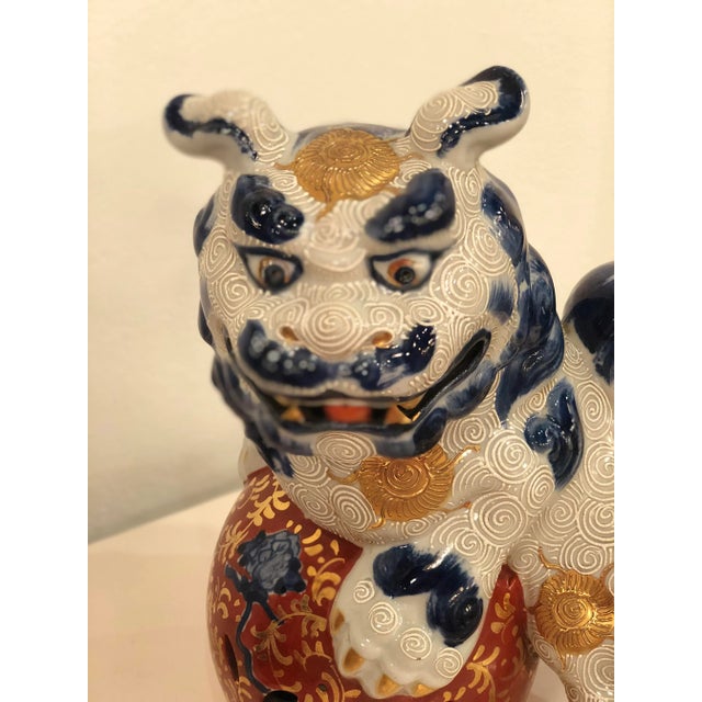 Vintage Blue and White Foo Dogs - a Pair For Sale - Image 9 of 11