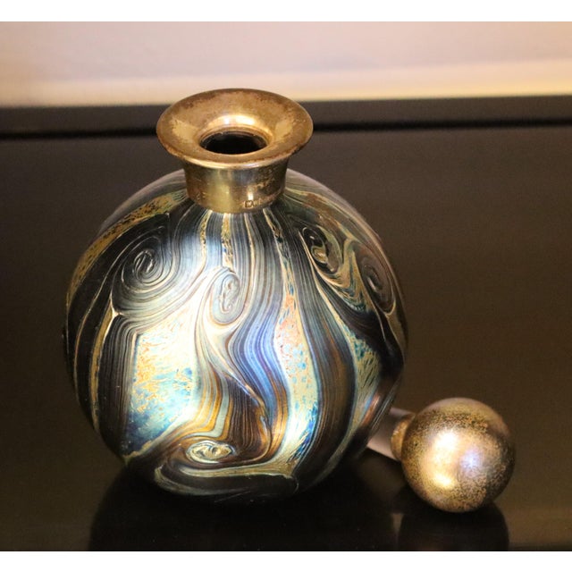 1970s Decorated Glass Bottle with 925 Silver Neck from Isle of White, 2004 For Sale - Image 5 of 11