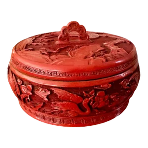 Chinese Cinnabar Lacquered Enameled Lidded Box
