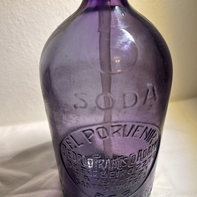 Metal Antique Pedro Francisco Adamo Purple Seltzer Bottle From Argentina For Sale - Image 7 of 10