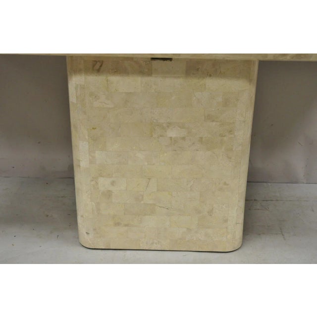 Vtg Maitland Smith Tessellated Stone Inlay Modern Pedestal Console Hall Table For Sale - Image 9 of 12