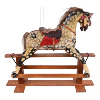 Antique Wooden Rocking Horse Childrens Toy, 1920s For Sale