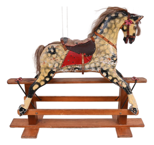 Antique Wooden Rocking Horse Childrens Toy, 1920s