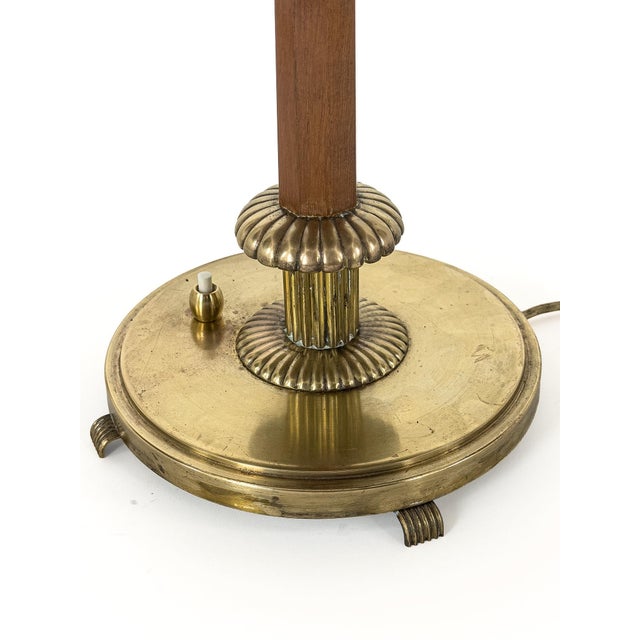Gold Monumental Table Lamp in Brushed Brass and Mahogany by Harald Notini for Böhlmarks, 1950 For Sale - Image 8 of 13