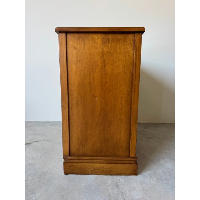 1970’s Vintage Paneled Front Wood Small Bar Cabinet With Marble Top For Sale - Image 9 of 12