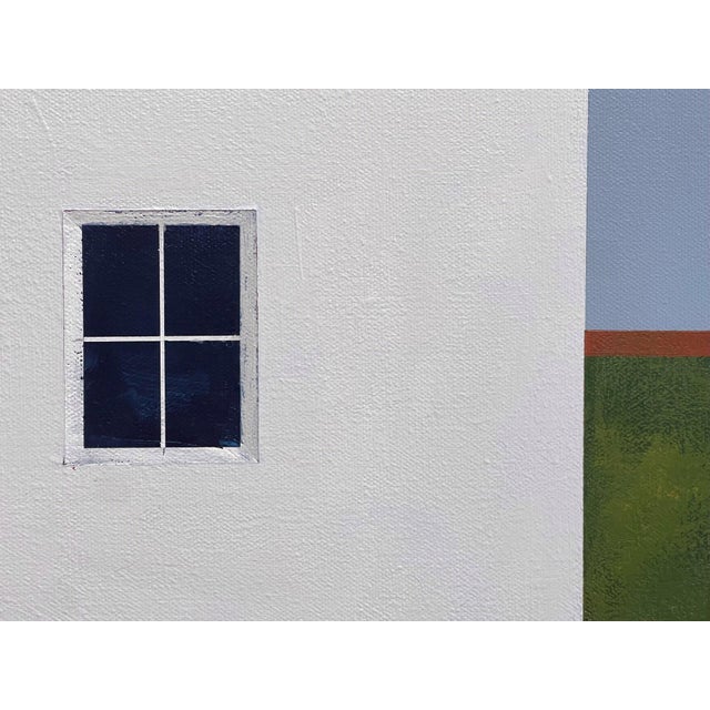 North of Eden by Justin Wheatley | Acrylic on Canvas White Barn With Green Field For Sale - Image 11 of 11