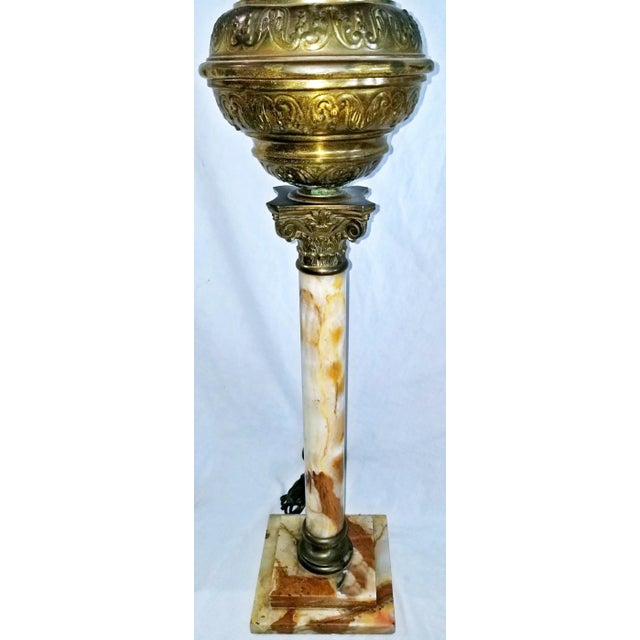 Onyx and Dore' Electrified Oil Lamp by Hinck's of London For Sale - Image 4 of 9