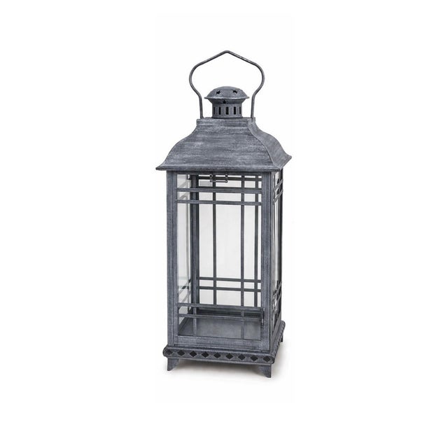 2020s Traditional Gray Metal Lantern (Set of 3) For Sale - Image 5 of 6