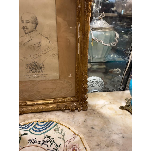 Portrait of the Count of Longueval, 1894, Artwork on Paper, Framed For Sale - Image 3 of 10