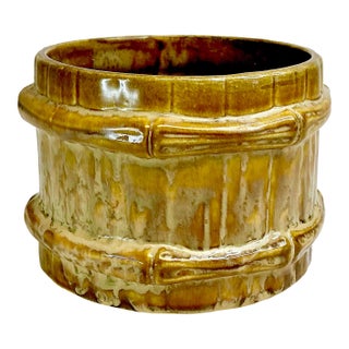 Mid-Century Boho Chic Coastal McCoy Faux Bamboo Planter For Sale