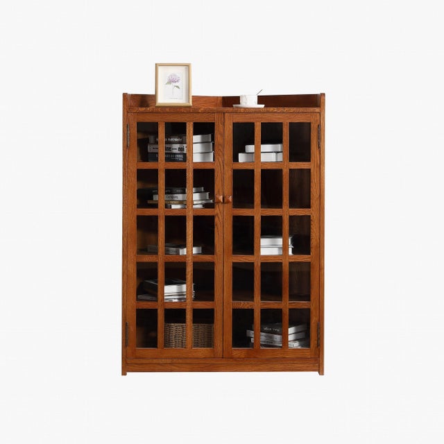 2020s Mission Oak Corner Bookcase / Cabinet - Michael's Cherry For Sale - Image 5 of 11