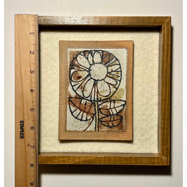 Rare! Mid Century Modern 1970s David D. Cunningham Ceramic Wall Tile Framed For Sale In Los Angeles - Image 6 of 8