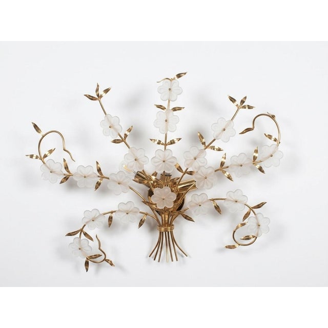 Large Wall Sconce with 20 Murano Glass Flowers and 3 Lights, 1980s For Sale - Image 6 of 6