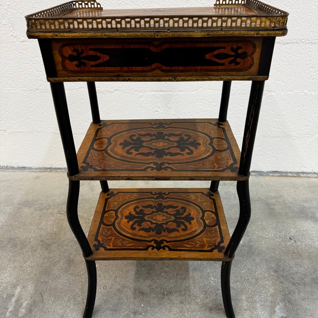 Napoleon III Side Table in Precious Wood Marquetry, France, 1800s For Sale - Image 4 of 14