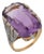 21.23 Carat Cushion Cut Amethyst Diamond 18k Yellow Gold Cocktail Ring, Size 9 For Sale