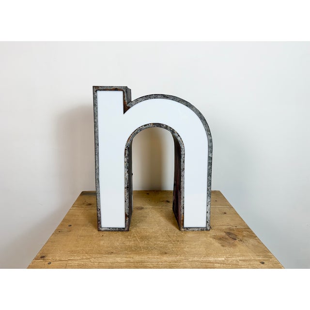 This vintage industrial illuminated letter “ n “ was made in former Czechoslovakia during the 1960s and comes from an old...