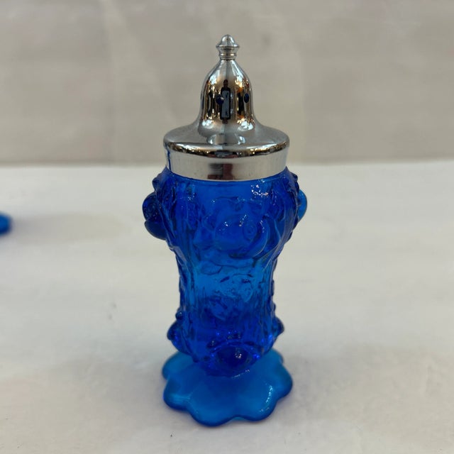 Cobalt Glass and Chrome Salt and Pepper Shakers a Pair For Sale - Image 9 of 9