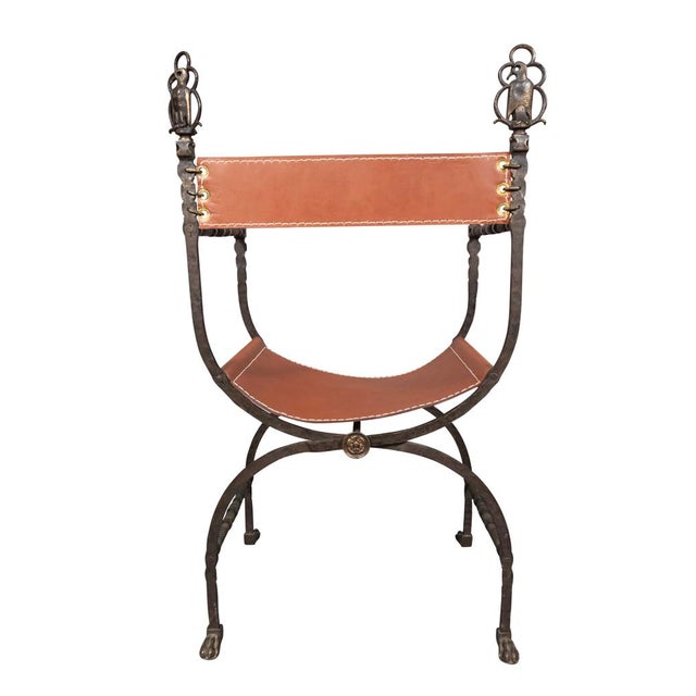 Oscar Bach Wrought Iron and Bronze Armchair For Sale - Image 4 of 11