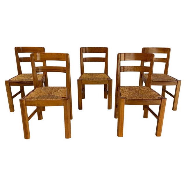 Vintage Oak and Wicker Dining Chairs, 1960s, Set of 5 For Sale - Image 10 of 10