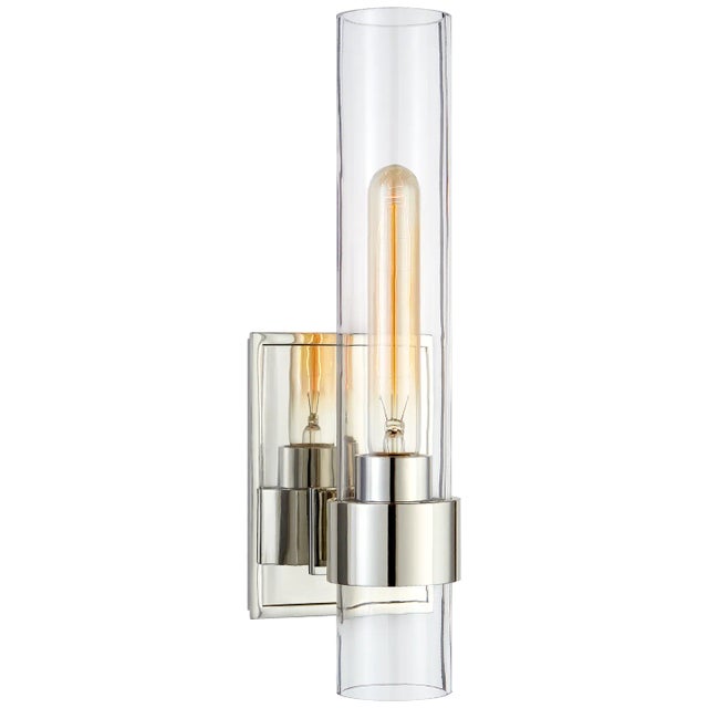Modern Ian K. Fowler for Visual Comfort Signature Presidio Petite Sconce in Polished Nickel with Clear Glass For Sale - Image 3 of 3