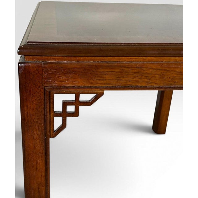 Brown Pair of Vintage Drexel Heritage Chinese Chippendale Burlwood End Tables For Sale - Image 8 of 18