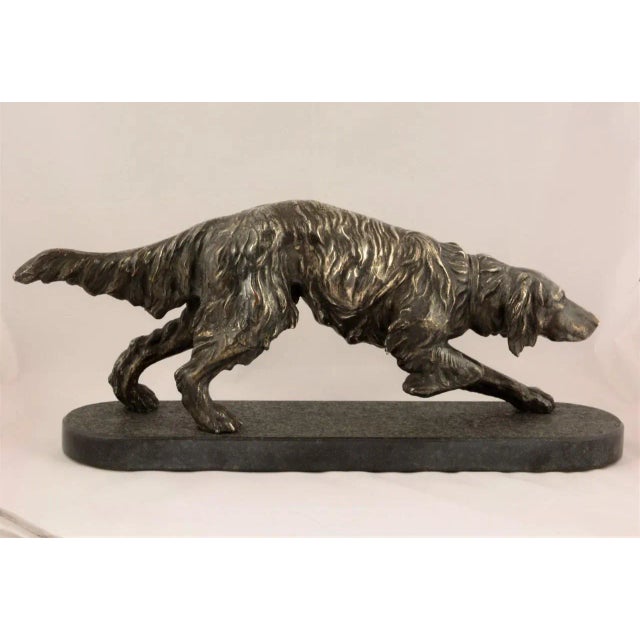 Antique Italian silver plated dog sculpture with stone base, early 20 thC. Artist signature Bruno Tornati This piece has...