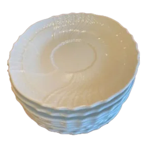 1950s Ginori White Bianco Coffee/Tea Cup Saucers- Set of 9
