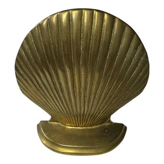 Late 20th Century Brass Seashell Bookend For Sale