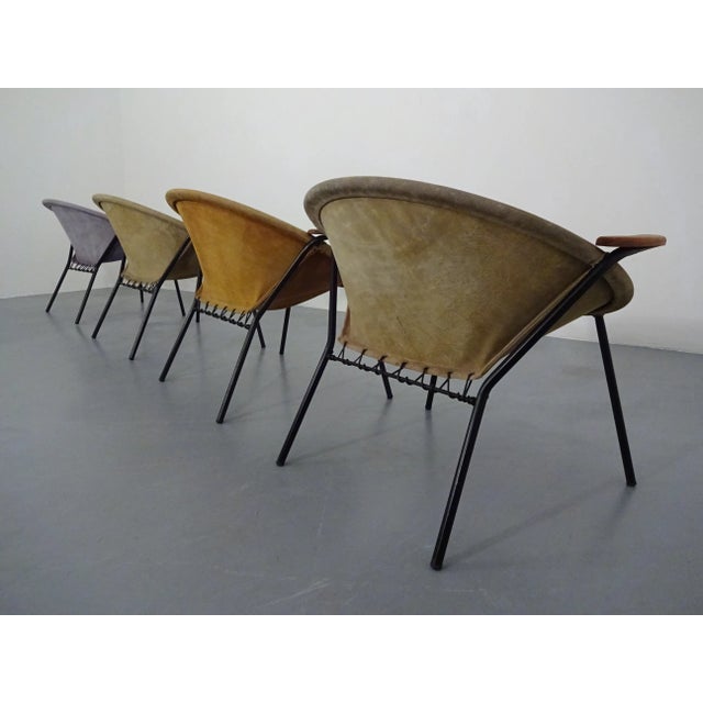 Wood Danish Sueded Balloon Chairs by Hans Olsen for LEA Furniture, 1950s, Set of 4 For Sale - Image 7 of 18
