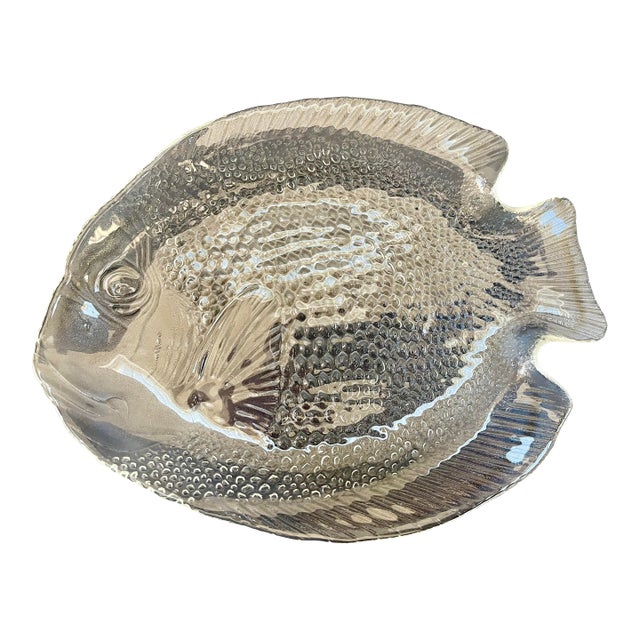 Vintage Glass French Fish Plates - Set of 8 For Sale