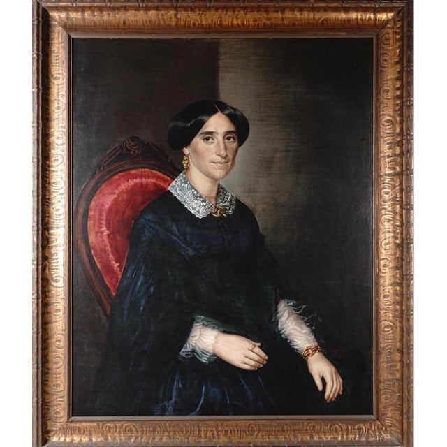 Large 19th-century oil on canvas portrait by German artist Gustav Adolph Spangenberg (1828–1891), signed and dated 1859...