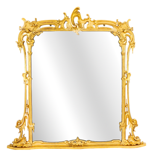 Large Antique 19th Century Rococo Revival Giltwood Wall Mirror, 1850s
