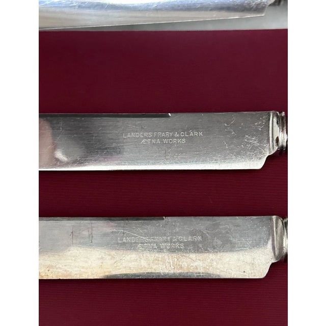 Art Deco Early 20th Century Set of 6 Sterling Silver Knives With Mother-of-Pearl Handles by Landers, Frary & Clark For Sale - Image 3 of 12