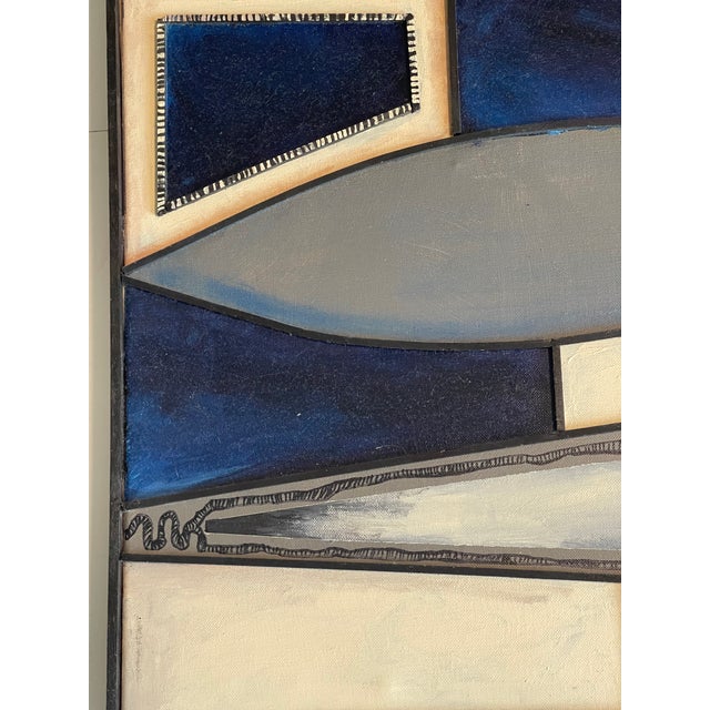 1970s Dark Modern Abstract Painting on Canvas Fram D For Sale - Image 4 of 5