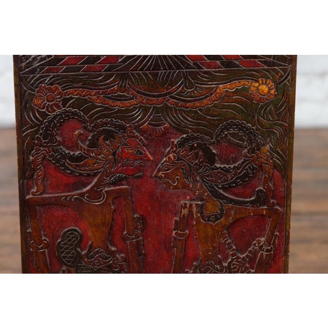 Burmese 19th Century Hand-Carved and Painted Wooden Puppet Show Sign For Sale - Image 10 of 12