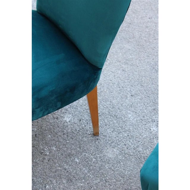 Set of Italian Petrol Green Velvet Lounge Chairs, 1950s For Sale - Image 6 of 9