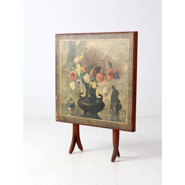 Vintage Tilt-Top Table With Floral Still Life For Sale - Image 11 of 12