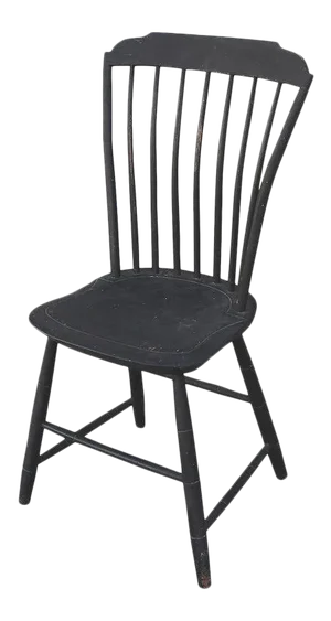 Original Black Painted Step Down New England Windsor Chair, Dated 1812