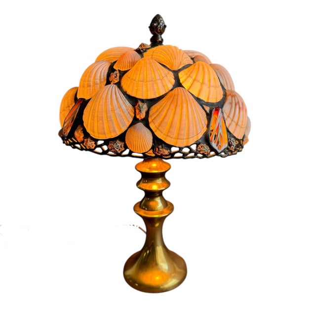 Hollywood Regency Richard Hoosin Seashell Table Lamp Genuine Shell Shade Signed For Sale - Image 3 of 12