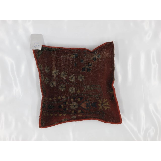 Pillow with handmade antique Persian rug fragment . Poly fill, sewn closure both sides.