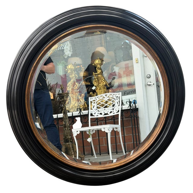 Traditional Rose Tarlow Melrose House Regency Black & Gold Round Portal Mirror - 1 of 2 For Sale - Image 3 of 4