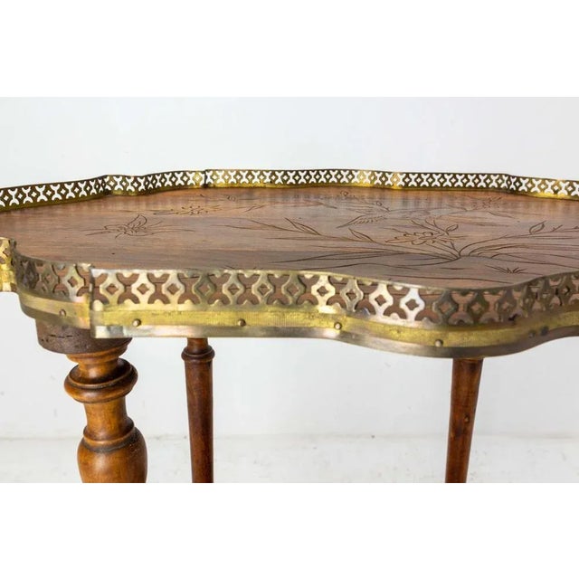 French Art Deco Brass & Poplar Serving Table or Side Table, 1930 For Sale - Image 6 of 10