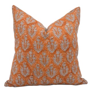 Fabdivine Thick Linen Pillow Cover by Block Printed Design 22x22 Inch- Neel Gagan For Sale