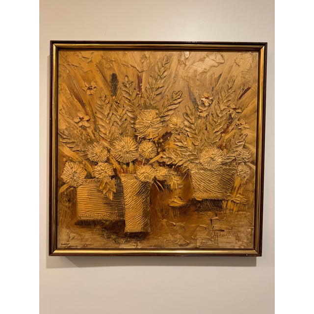 Mid-Century Stephen Kaye Floral Palette Knife Painting For Sale - Image 9 of 9