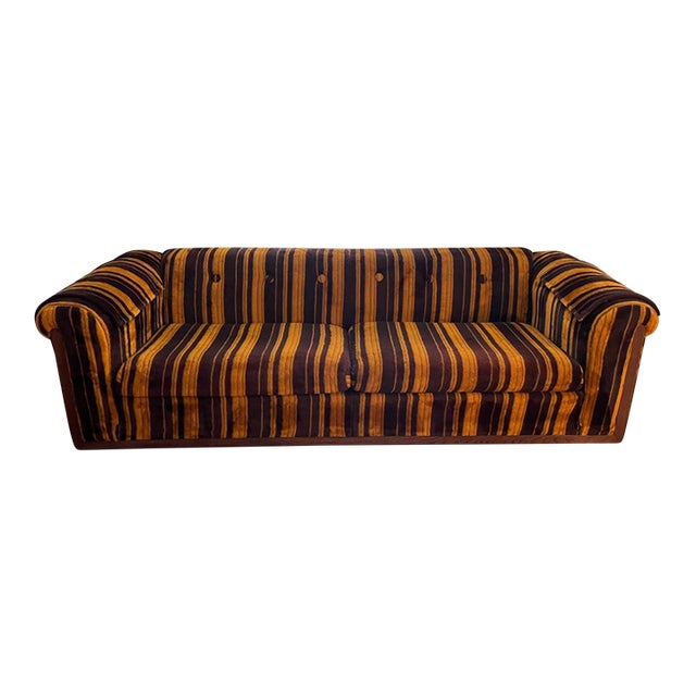 1960s Vintage Brown & Orange Sofa with Wood Trim Chairish