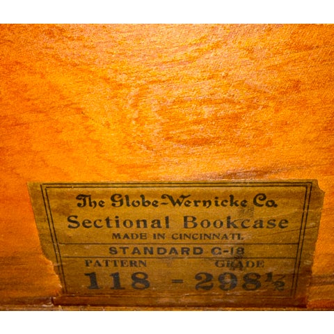 Antique Globe-Wernicke Quarter-Sawn White (Tiger) Oak Barrister Bookcase With Rare Drawer Base, Grade 298 ½ For Sale - Image 9 of 10